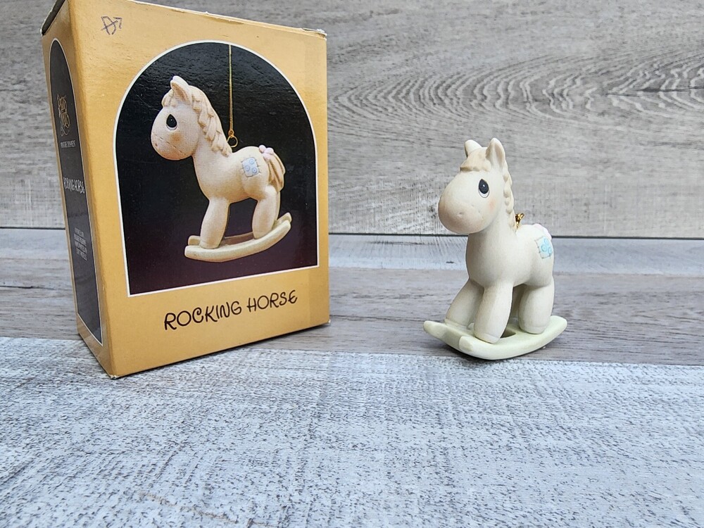 Precious Moments 102474, Rocking Horse, Issued 1986, Suspended 1991 W Box